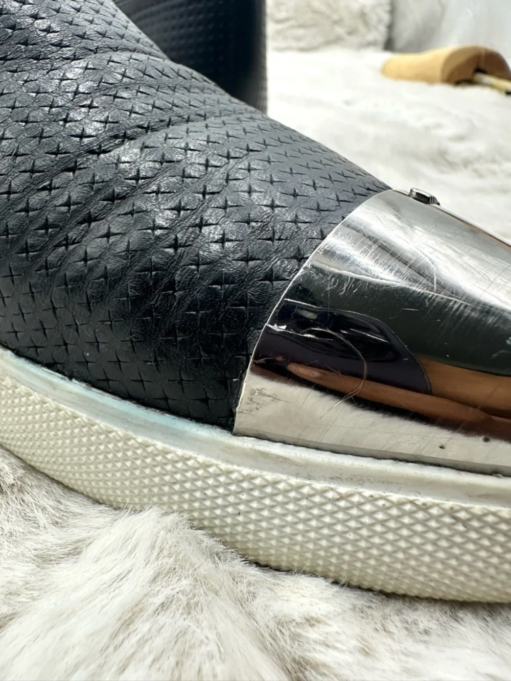 Miu Miu Platform Perforated Leather Metal Cap Toe Sneakers size 39 US 9 - Picture 12 of 12